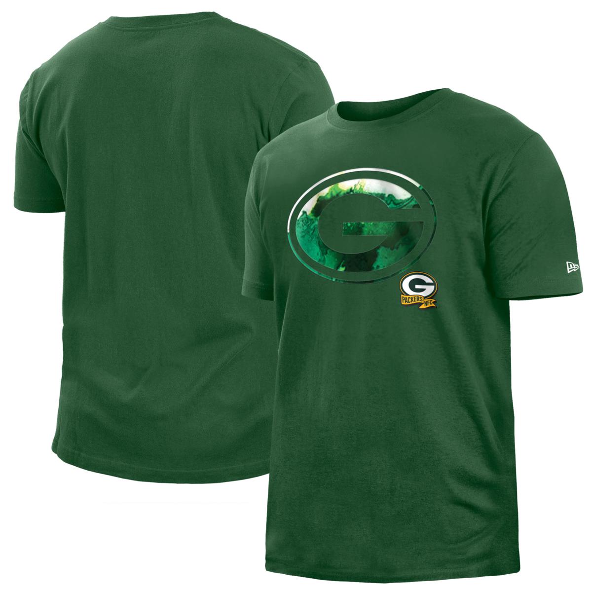 Men's New Era Green Green Bay Packers 2022 Sideline Ink Dye T-Shirt ...