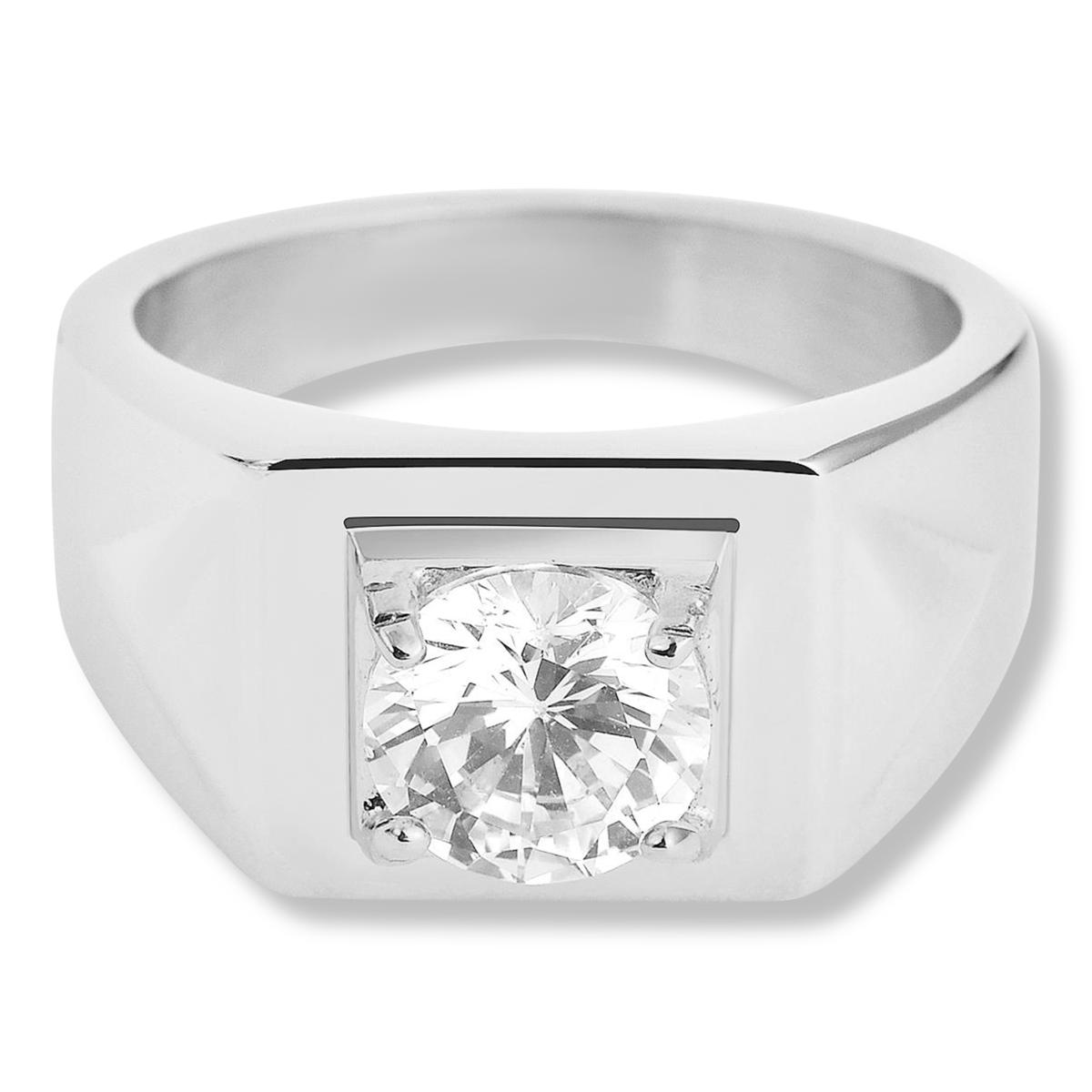 Men's Stainless Steel CZ Square Signet Ring - 23316785 | HSN