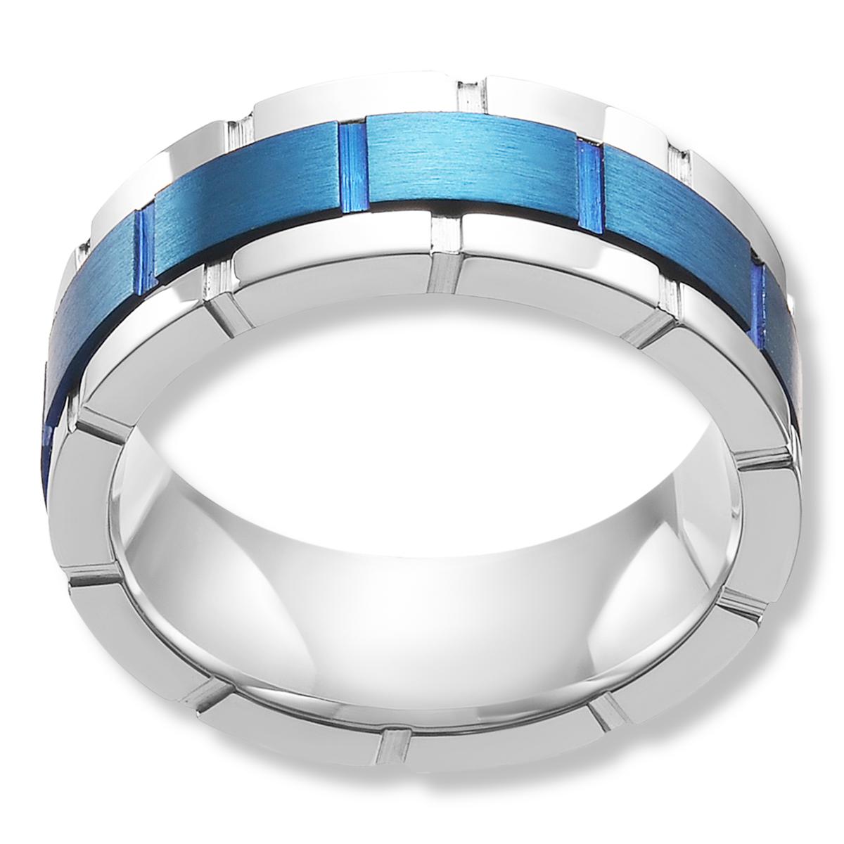Men s Two Tone Stainless Steel Tire Tread Spinner Band Ring