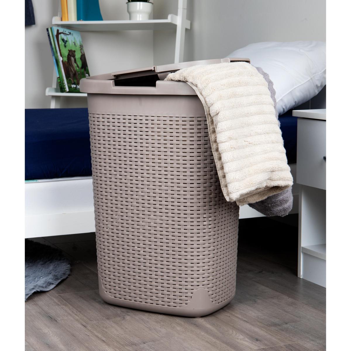 Mind Reader Basket Collection Laundry Hamper, 60 Liter (15kg/33lbs)  Capacity, Cut Out Handles, Attached Hinged Lid, Gray HBIN60-GRY - The Home  Depot