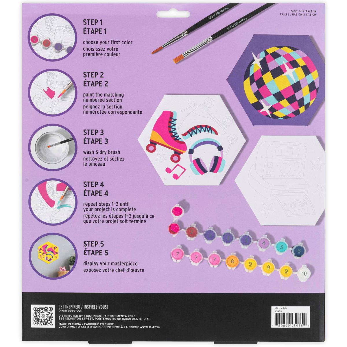 Mini Paint by Number Hexagon Shape Retro 70s 3-Pack | HSN