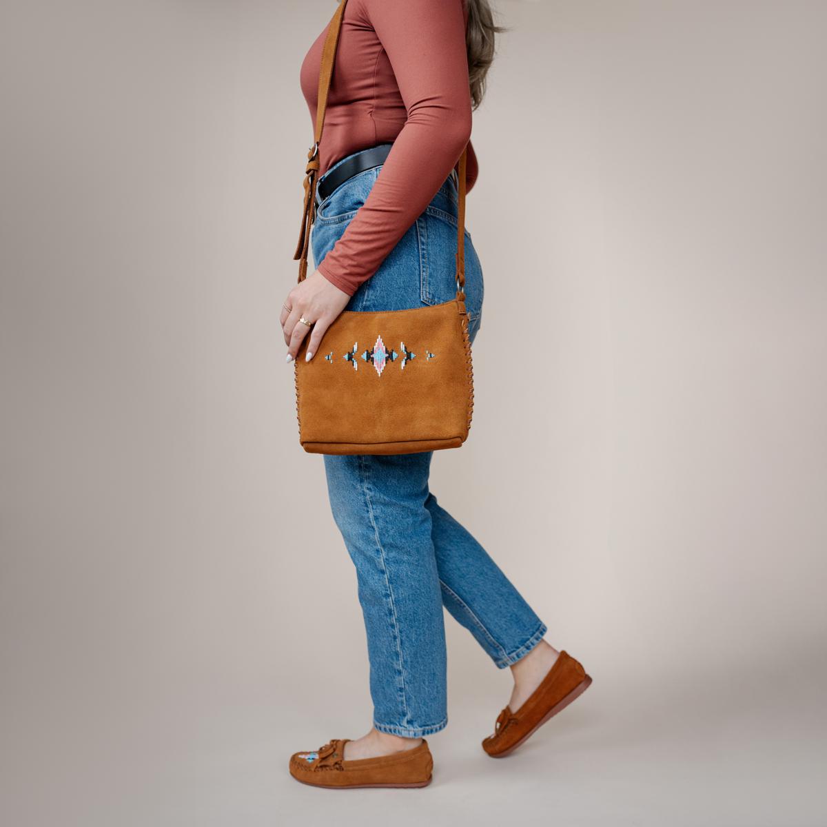 Minnetonka Nizhoni Hand-Beaded Suede Handbag | HSN