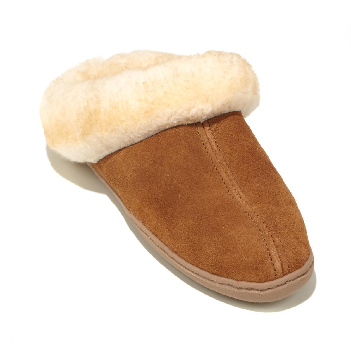 Minnetonka Suede Sheepskin Mule Slipper 8188045 HSN