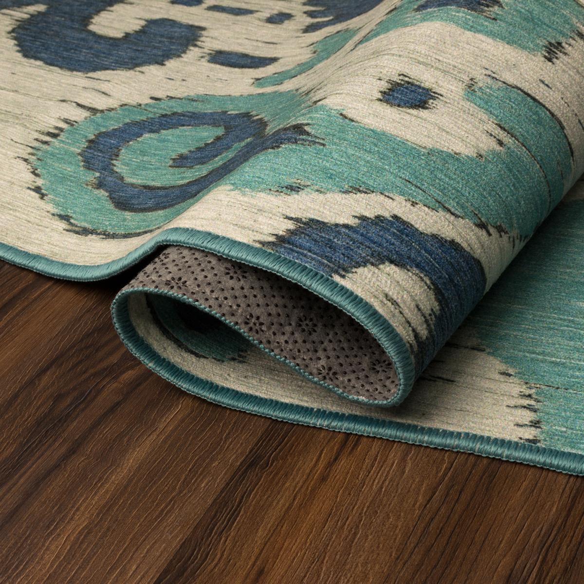 My Magic Carpet Kyoa Grey Olive Washable Area Rug 5'x7