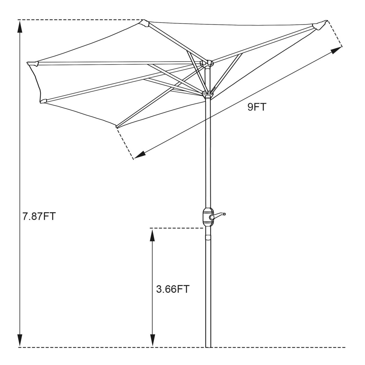 Nature Spring 9' Half-Canopy Patio Umbrella - Green | HSN