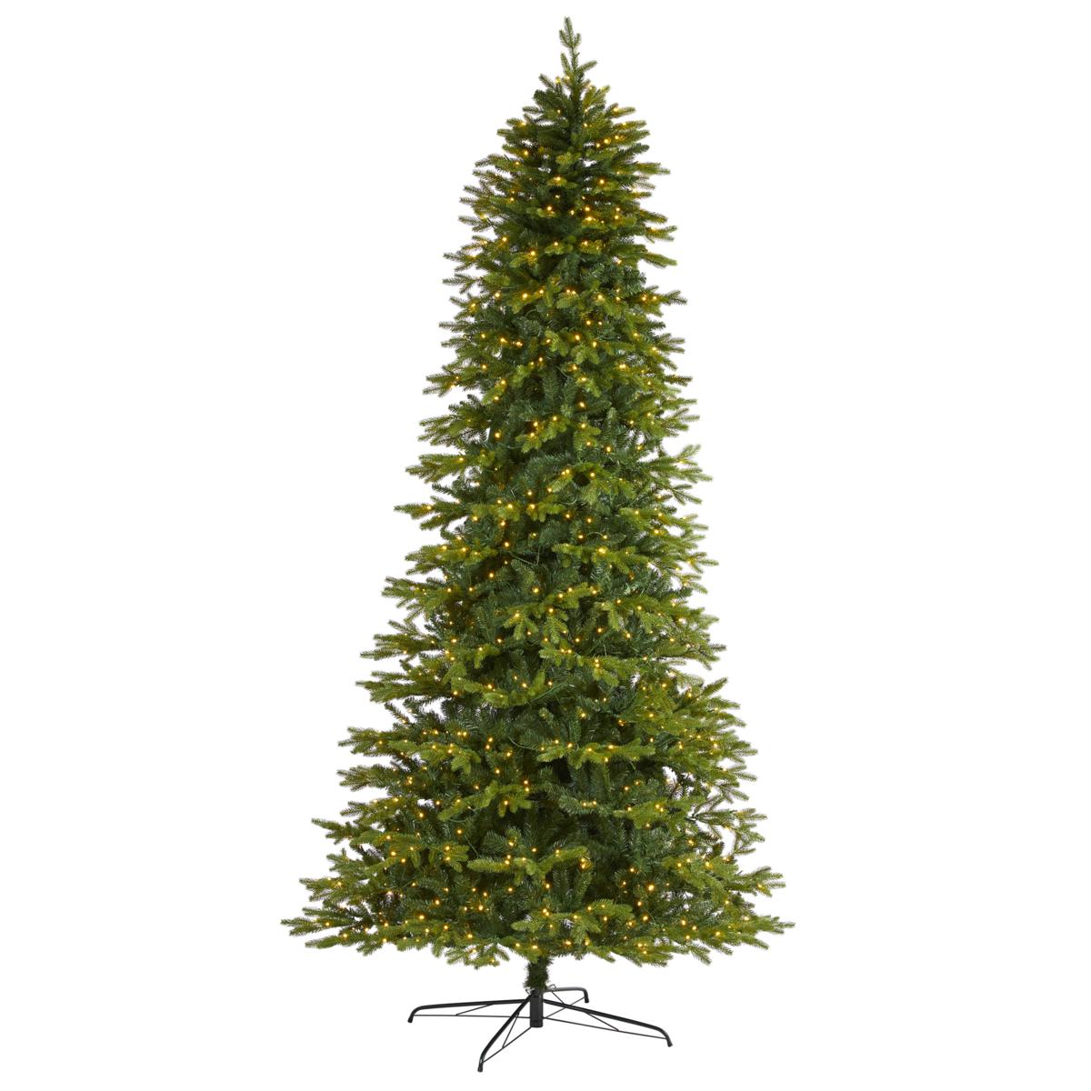 Nearly Natural 10’ Belgium Fir Christmas Tree w/ 1050 Clear LED Lights ...