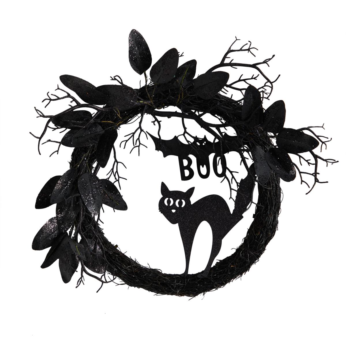 Pre-lit Black Twig Wreath