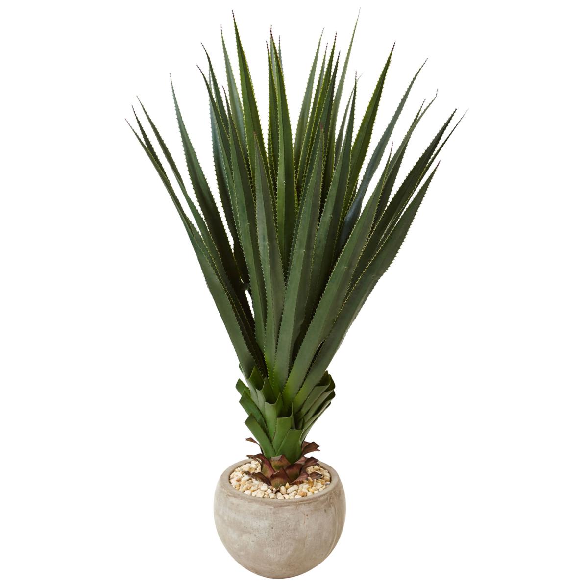 Nearly Natural 4.5 Spiked Agave in Sand Colored Bowl Indoor/Outdoor -  9310276