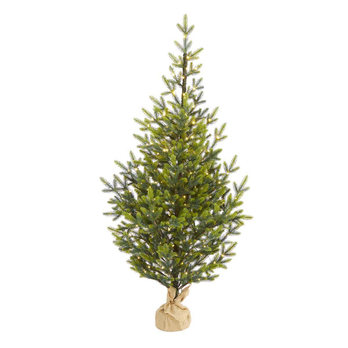 Nearly Natural 5' Fraser Fir Artificial Tree w/ 200 LEDs & Burlap Base