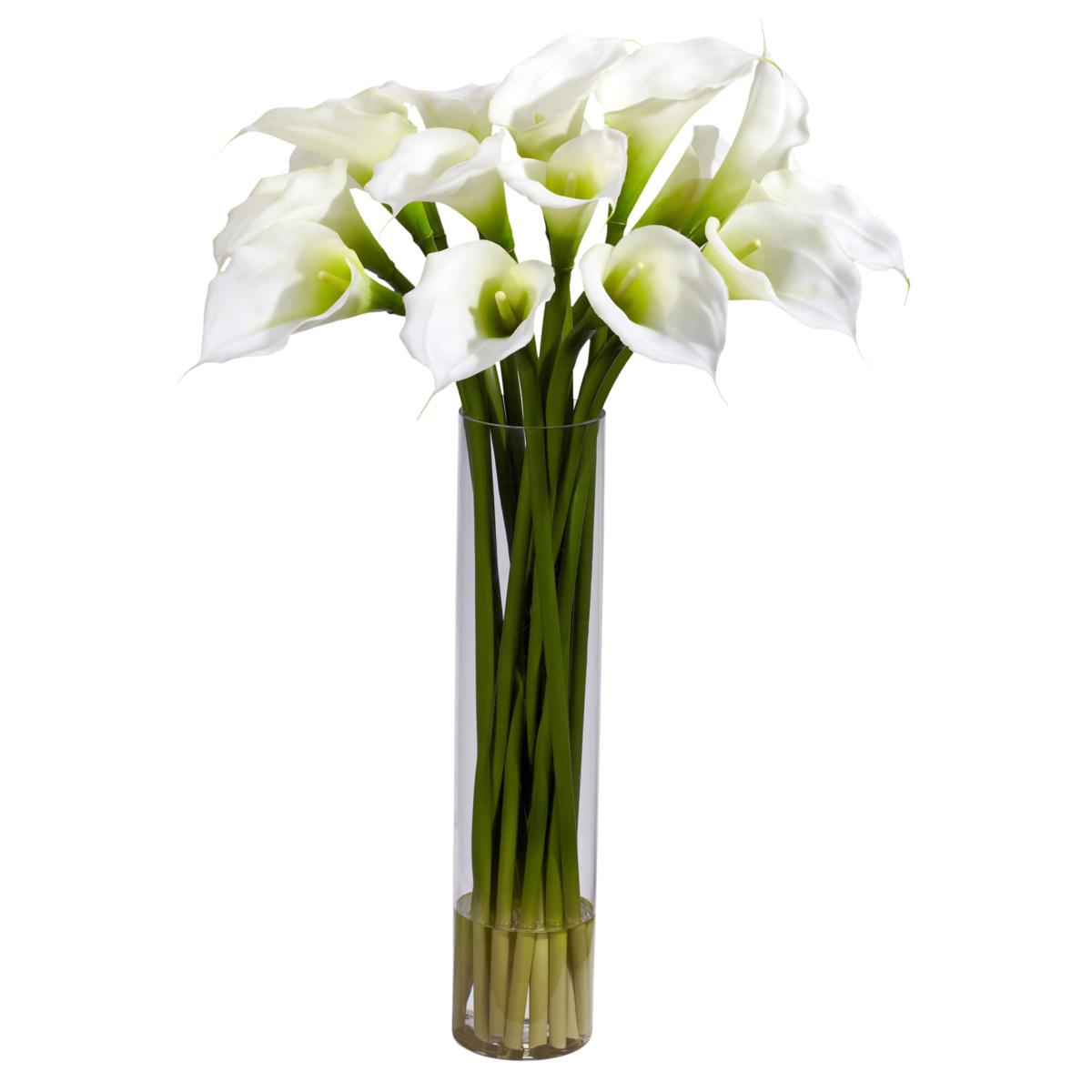 Nearly Natural Calla Lilly w/ Cylinder Silk Flower Arrangement