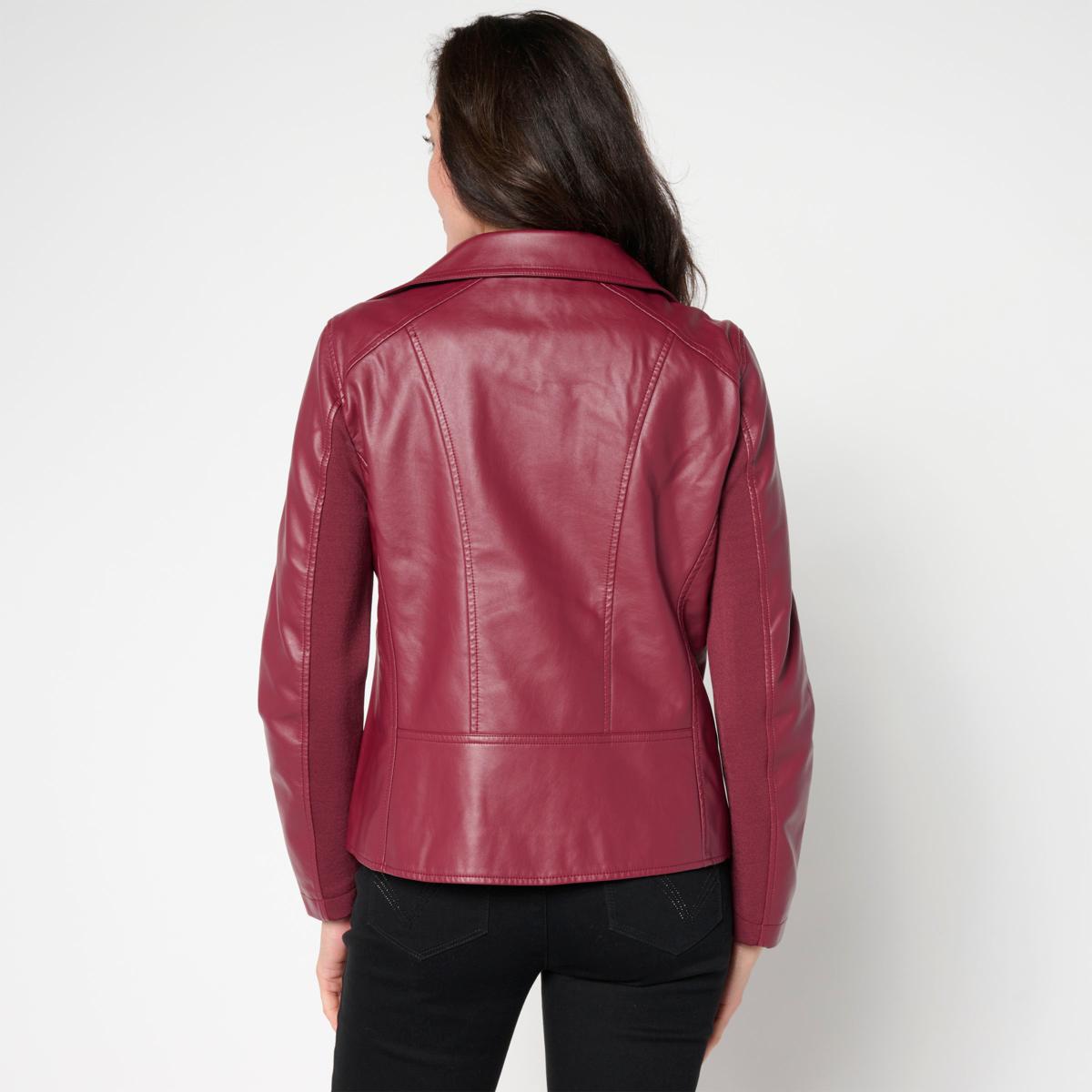 Nina Leonard Faux Leather Moto Jacket - 23541500 | HSN