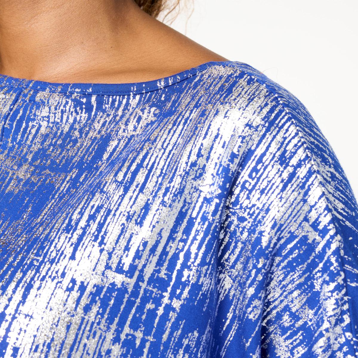 Nina Leonard Foiled Knit Boat Neck 3/4-Sleeve Tunic | HSN