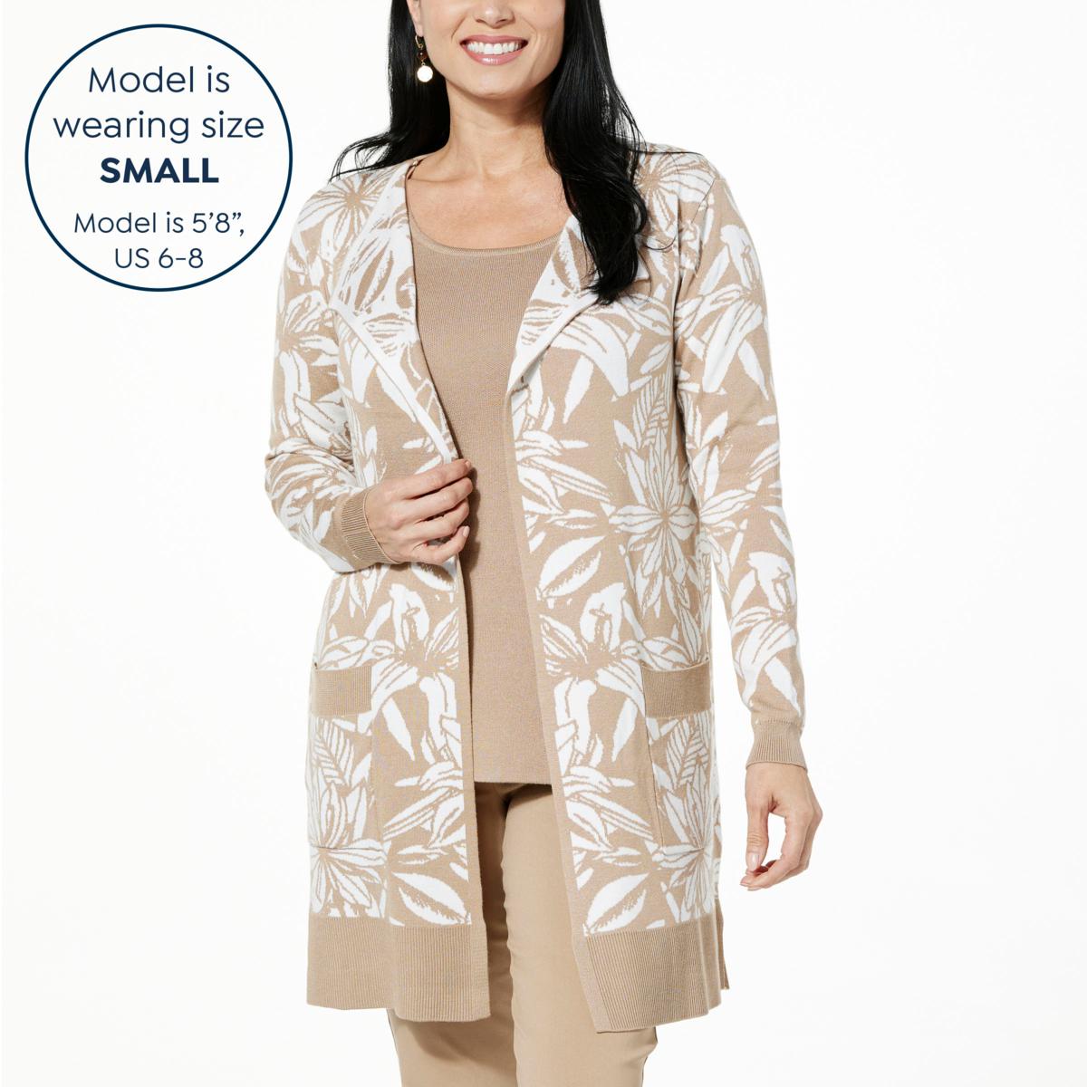 Clothing & Shoes - Tops - Sweaters & Cardigans - Cardigans - Nina Leonard  Jacquard Cardigan - Online Shopping for Canadians