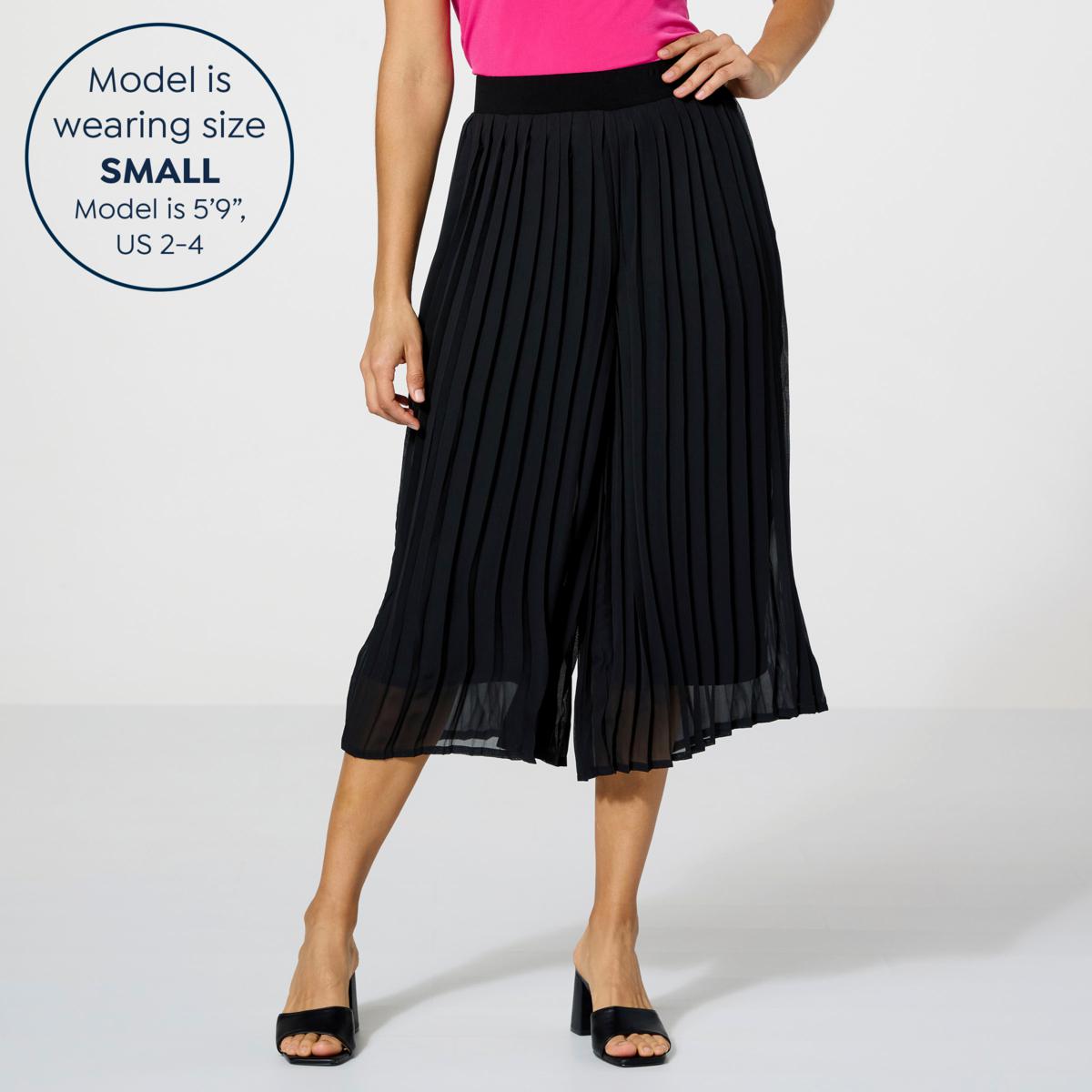 Nina Leonard Pleated Chiffon Crop Pant - 22345715 | HSN