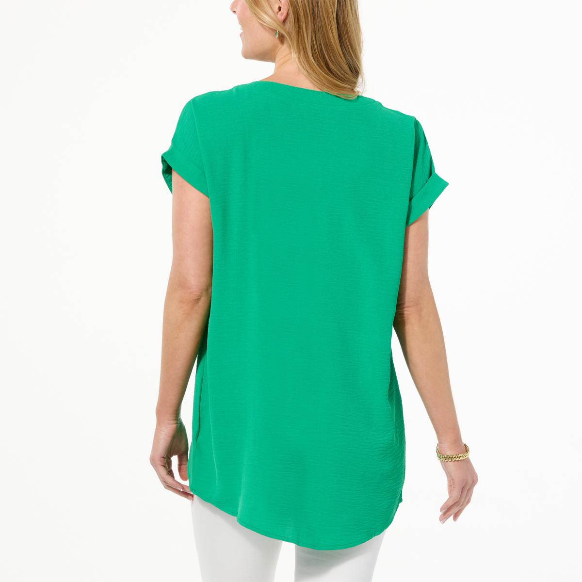 Nina Leonard Textured Wave Button Down Top - 22951892 | HSN