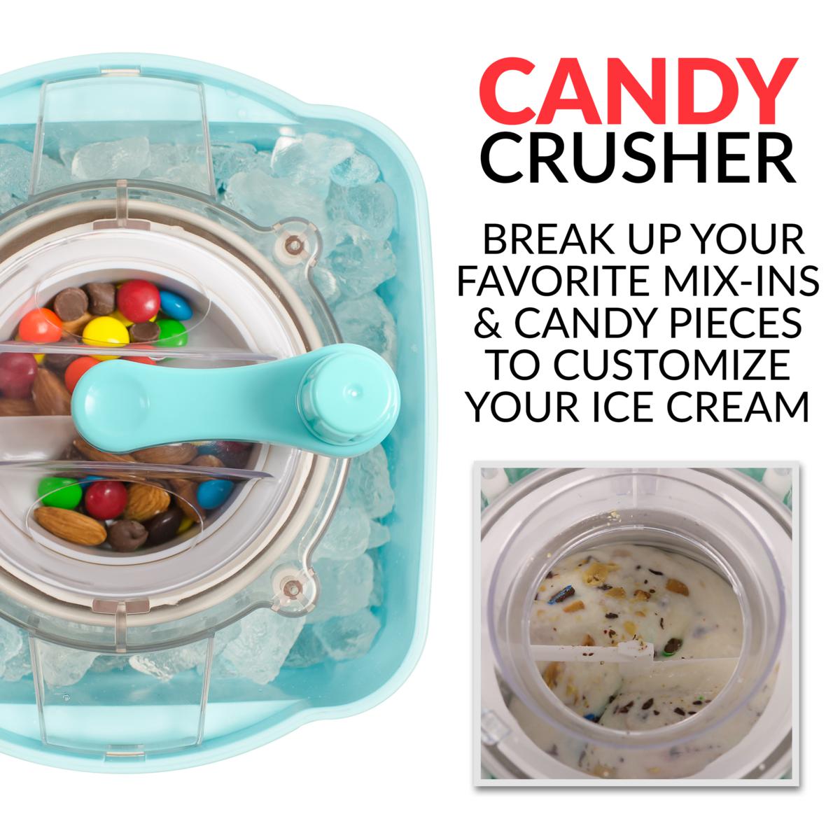 Nostalgia 2-Quart Electric Ice Cream Maker With Candy Crusher, Aqua