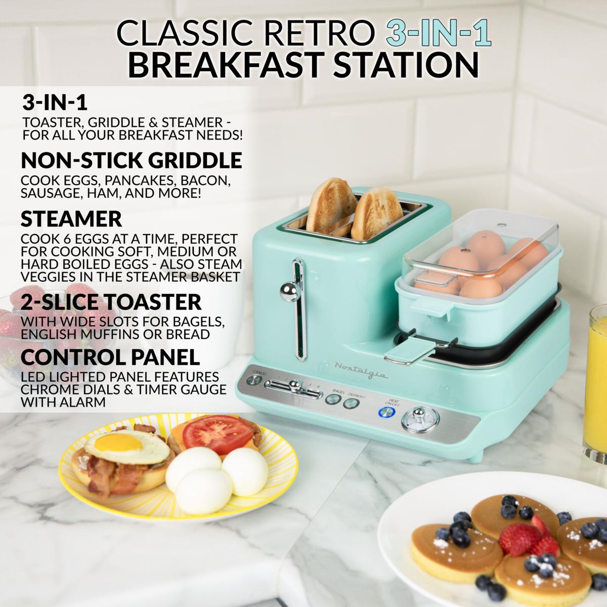 Nostalgia CLBS3AQ Retro 3-in-1 Breakfast Station - Aqua | HSN