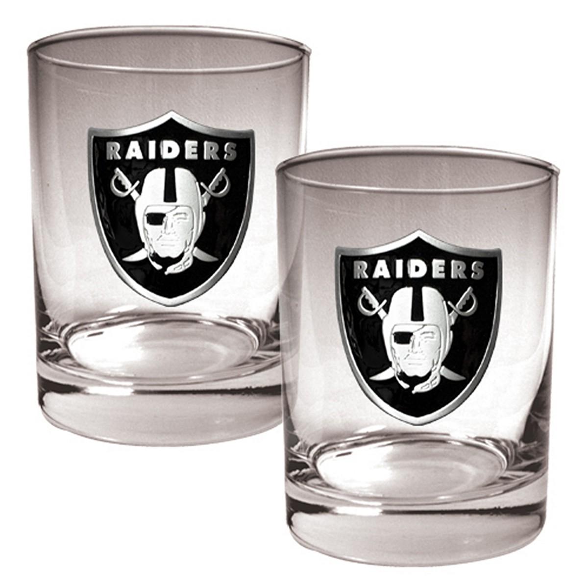 NFL Oakland Raiders 16 oz All Over and Genuine Tumbler Set with lids