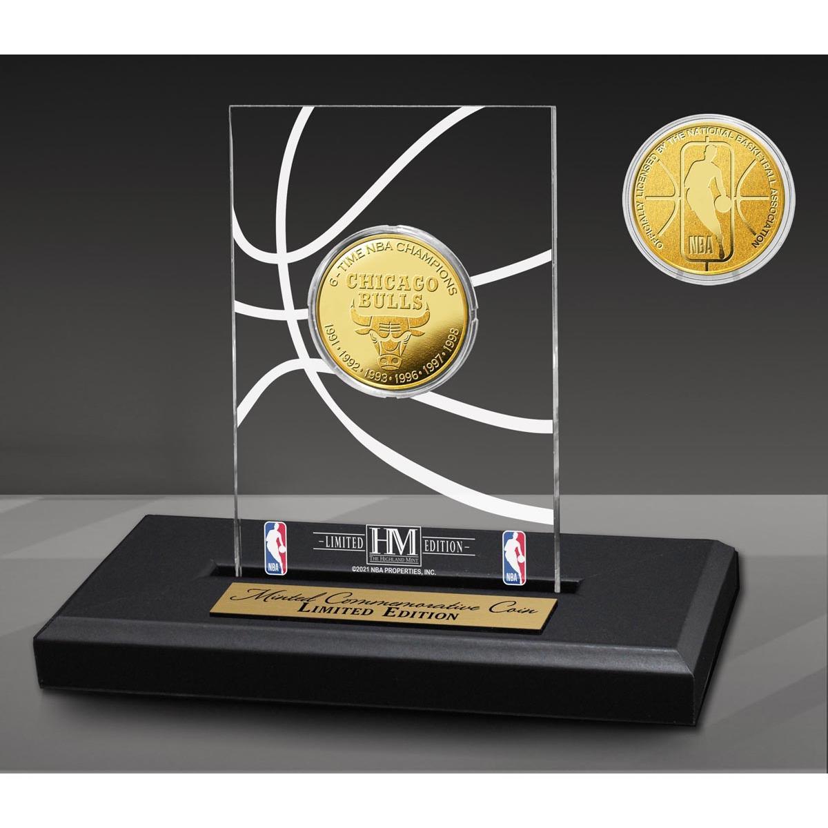 Officially Licensed Chicago Bulls 6x Champs Gold Coin Desktop Display