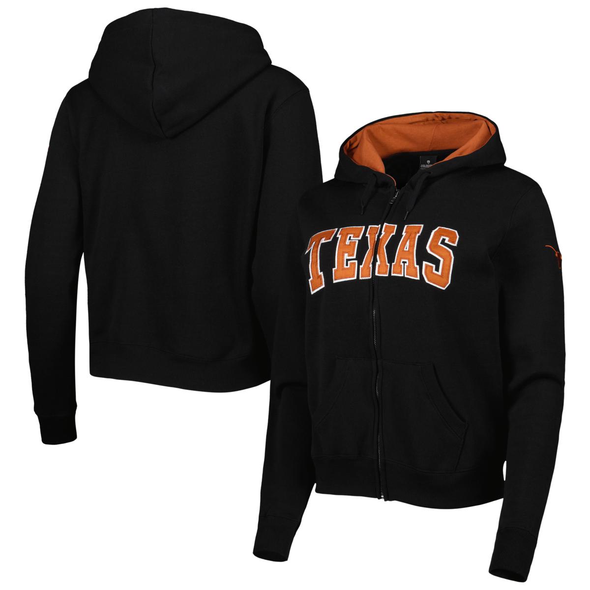 Officially Licensed Colosseum Arched Name FullZip Hoodie Longhorns