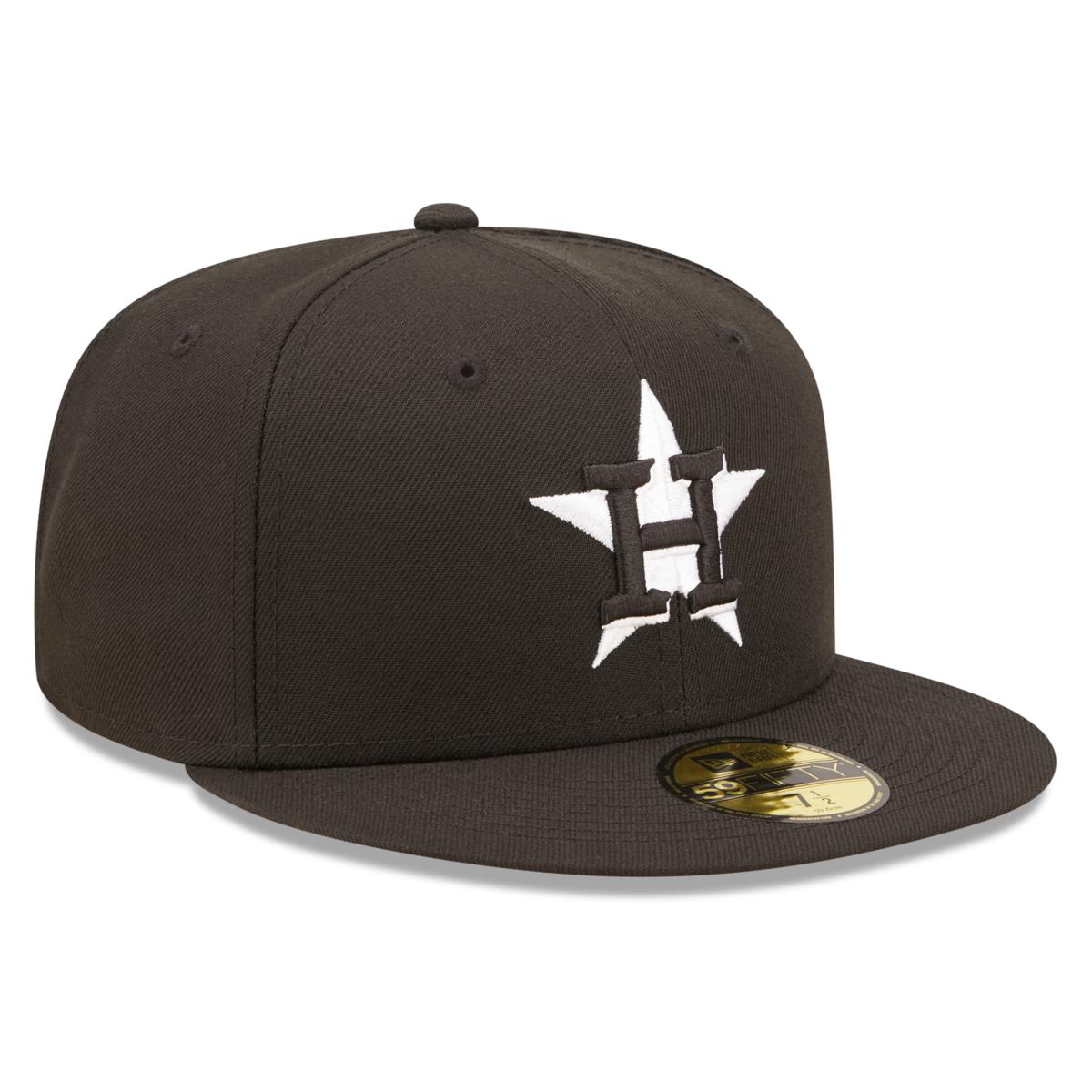 Officially Licensed Fanatics MLB Men's Astros Black & White Fitted Hat