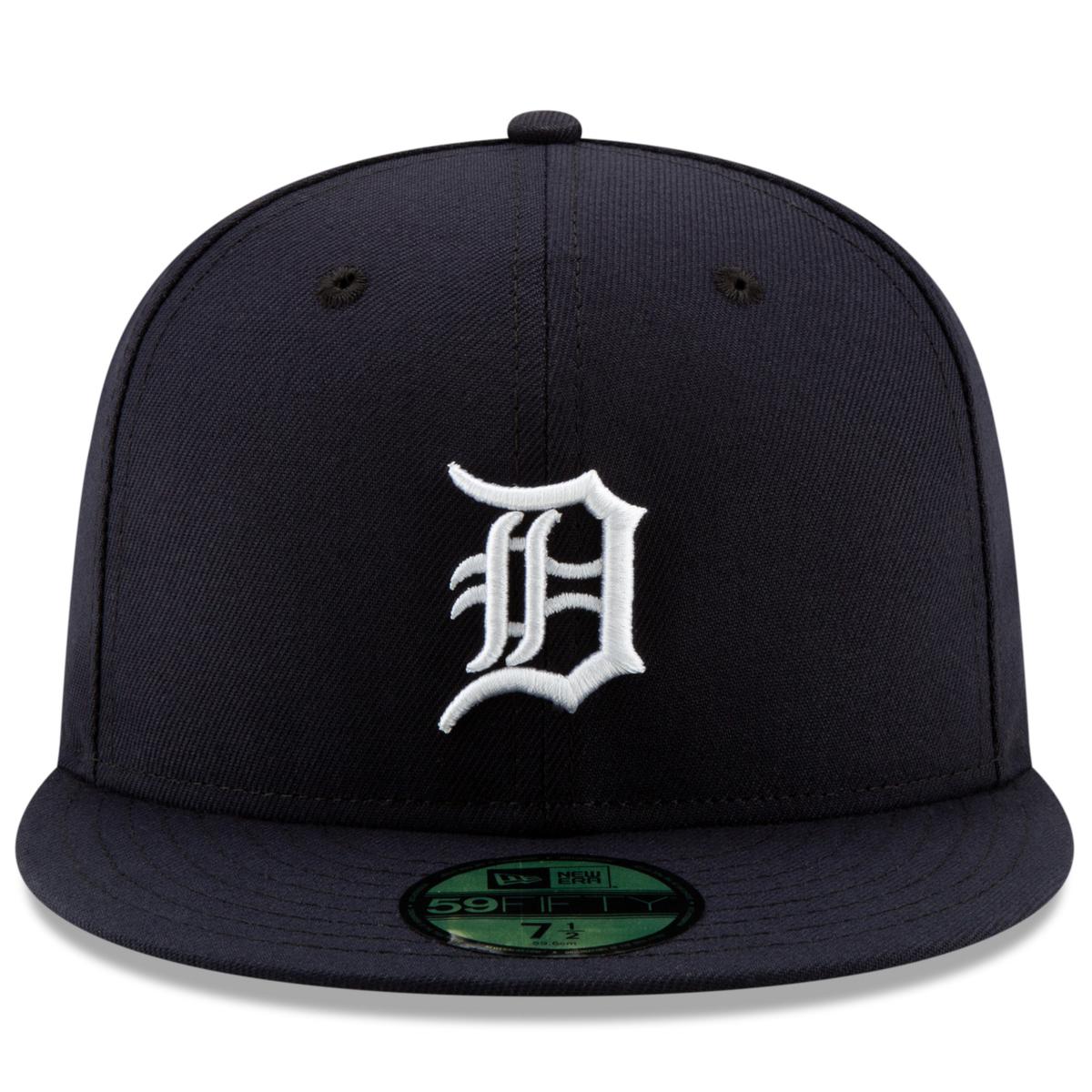 New Era Detroit Tigers Fitted Hat MLB Basic Black White Logo Cap Size 7 7/8