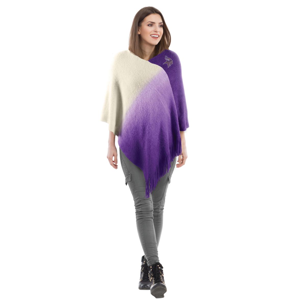 Officially Licensed Littlearth NFL One Size Dip Dye Poncho - Vikings