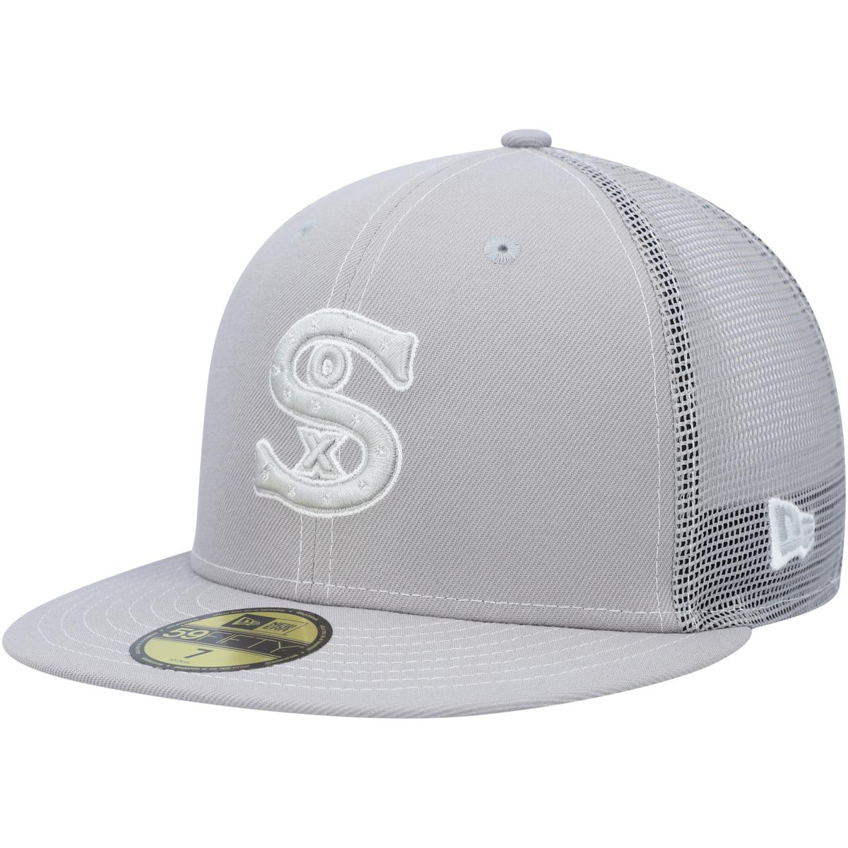 Officially Licensed Fanatics MLB Men's White Sox White Logo Fitted Hat