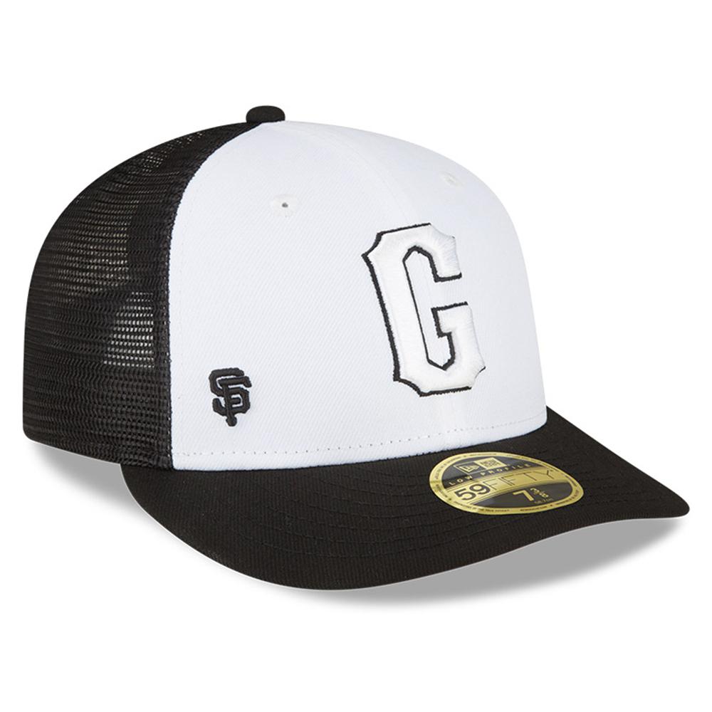 Officially Licensed MLB Men's New Era White Logo Fitted Hat - Giants