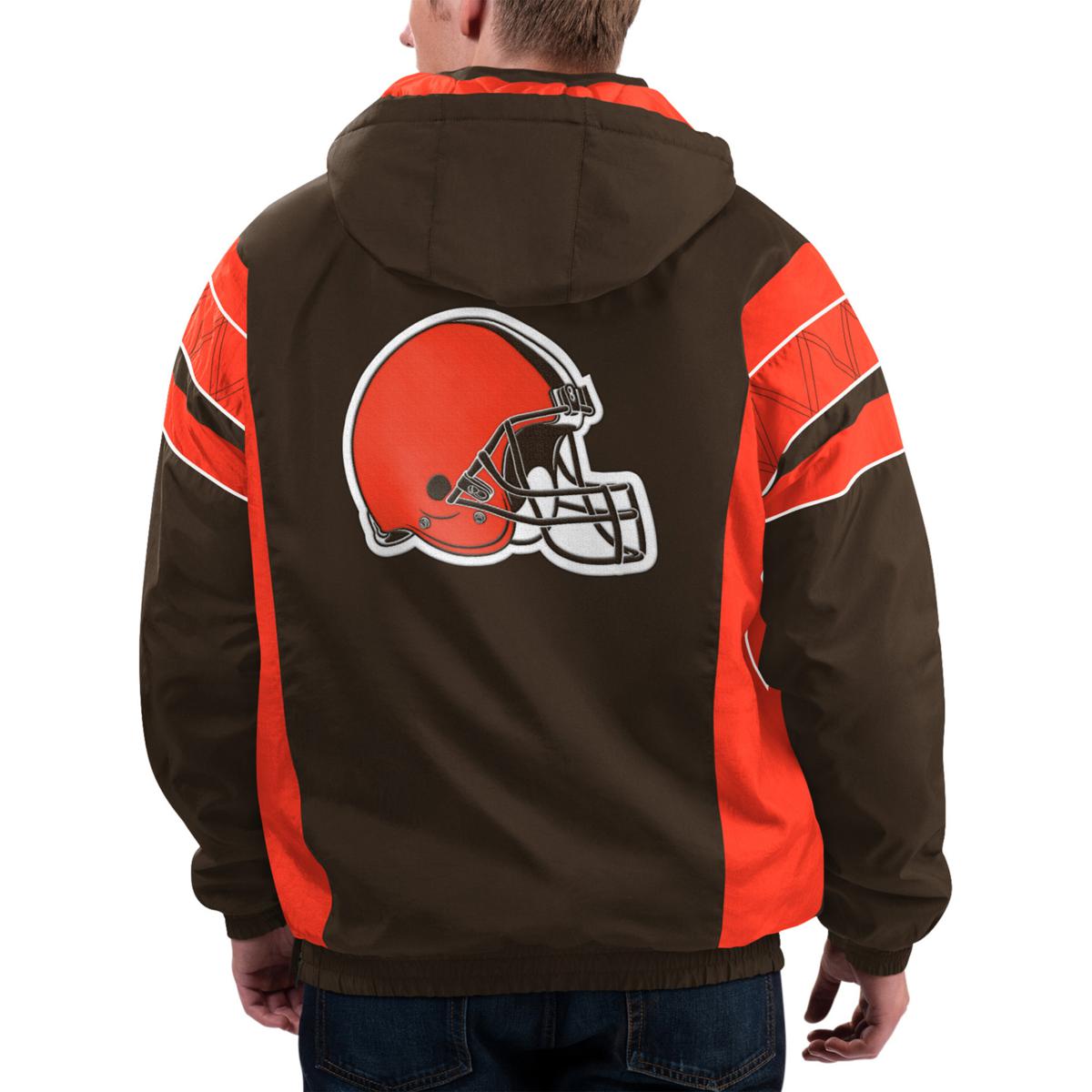 Football Fan Shop Officially Licensed NFL 1/2 Zip Pullover Hooded Jacket - Browns