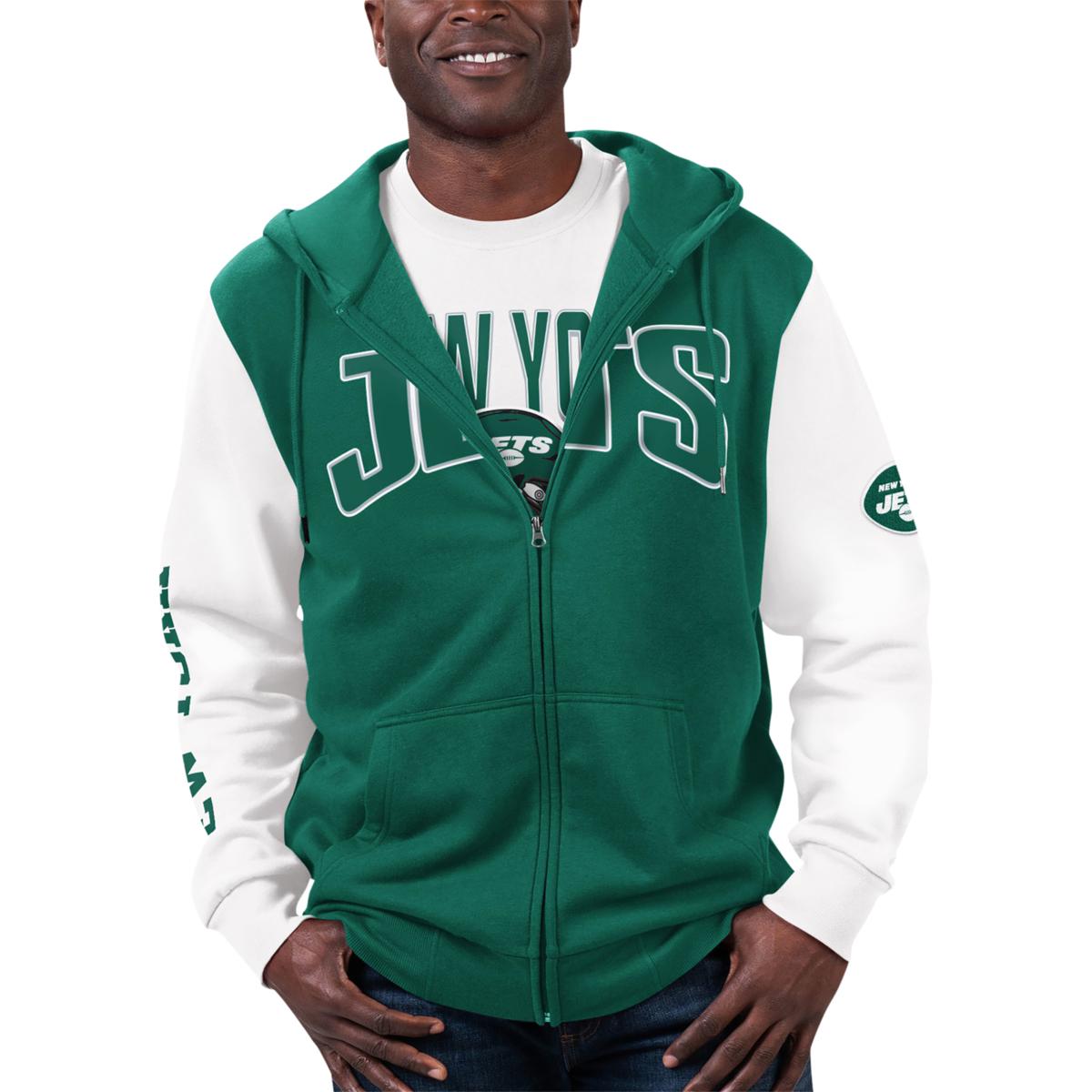 Football Fan Shop Officially Licensed NFL 1/2 Zip Pullover Hooded Jacket - Jets