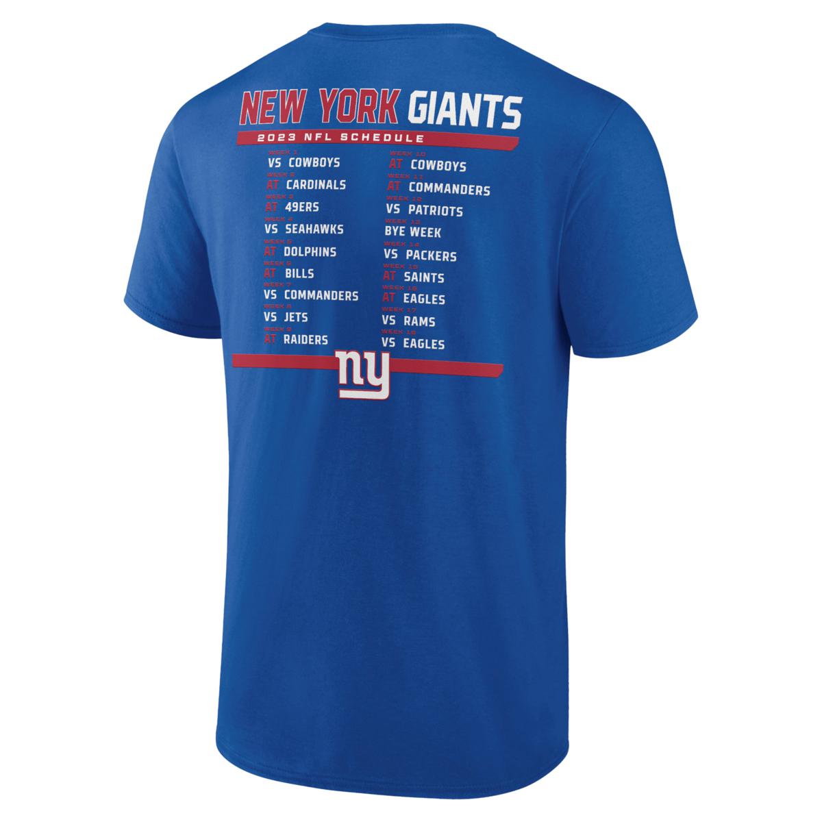 Officially Licensed NFL 3-in-1 Schedule T-Shirt Combo 2pk by Fanatics -  Giants