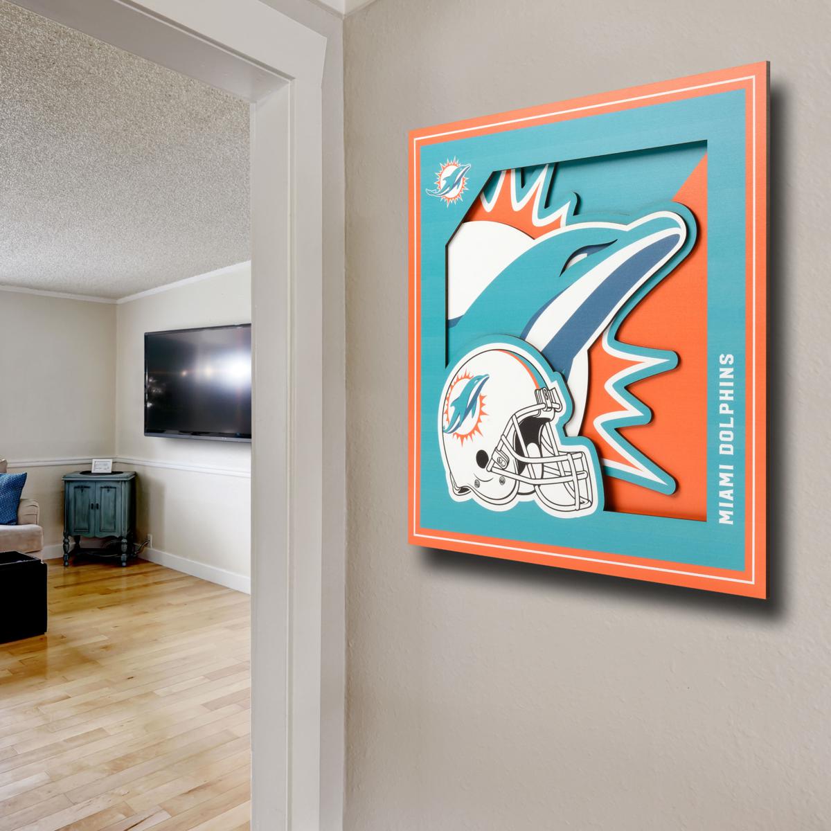 YouTheFan NFL Miami Dolphins 3D Logo Series Wall Art - 12x12