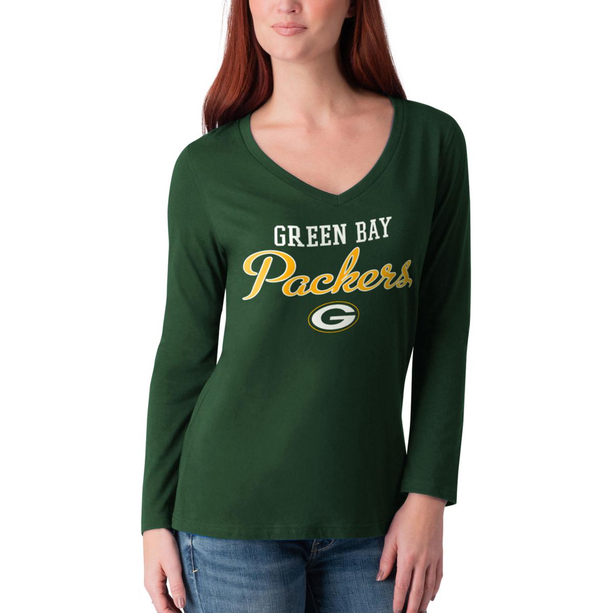 Women's G-III 4Her by Carl Banks Green Bay Packers Dot Print Fitted T-Shirt Size: Large