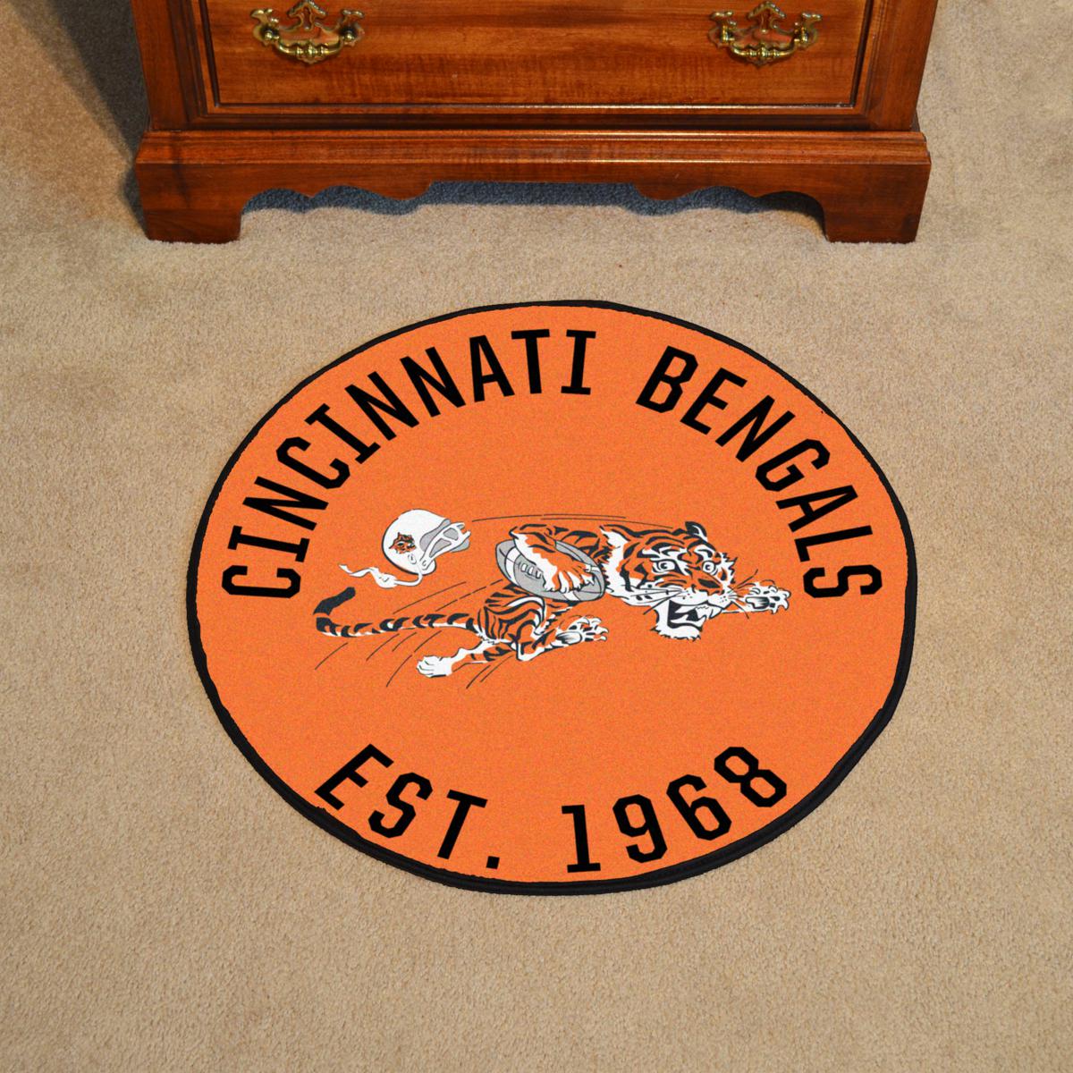 Officially Licensed NFL Cincinnati Bengals 27' Round Vintage Logo Rug