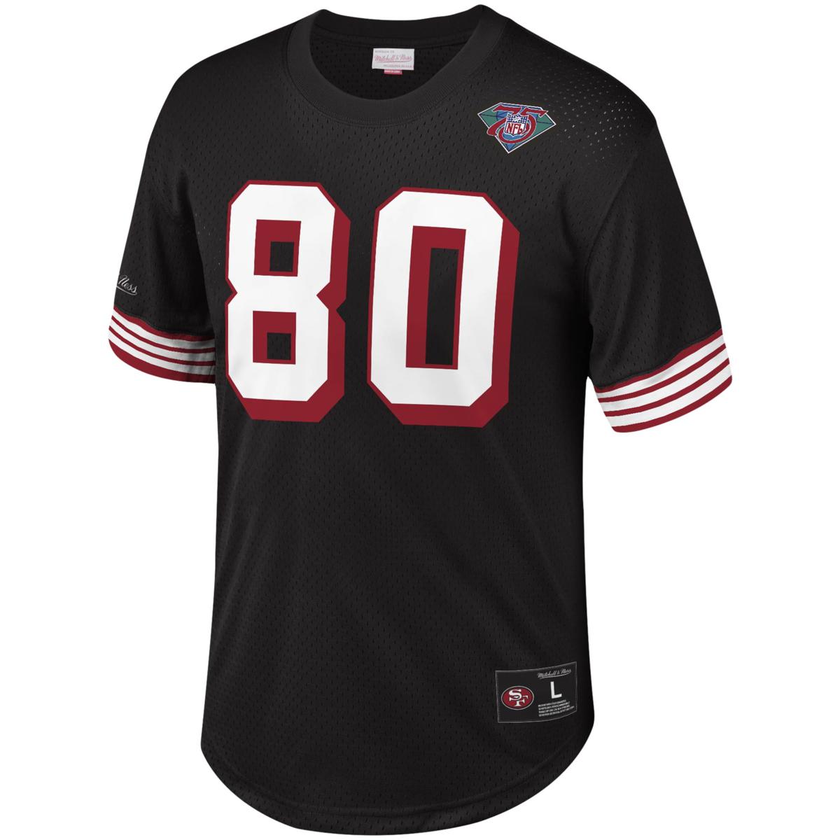 Men's San Francisco 49ers Deion Sanders Mitchell & Ness White Retired  Player Name & Number Mesh Crew Neck Top