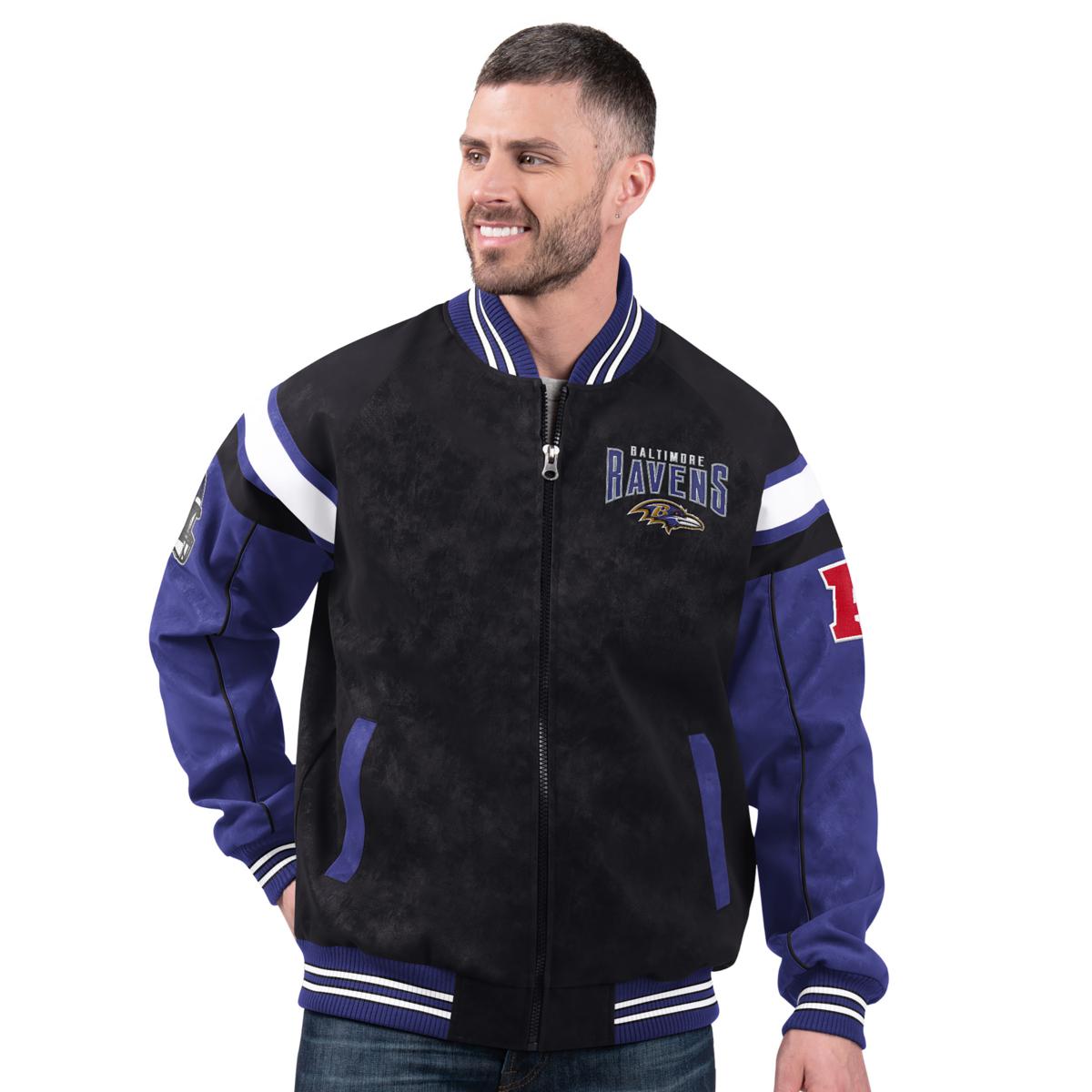 Officially Licensed NFL Faux Suede Jacket by Glll Sports Ravens