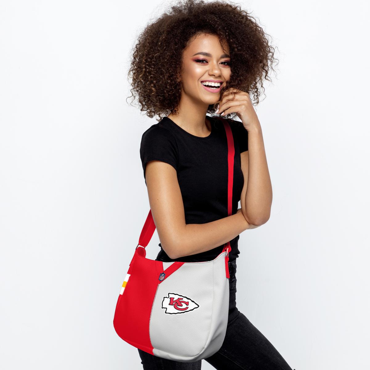 Officially Licensed NFL Kansas City Chiefs Pebble Split Hobo Bag