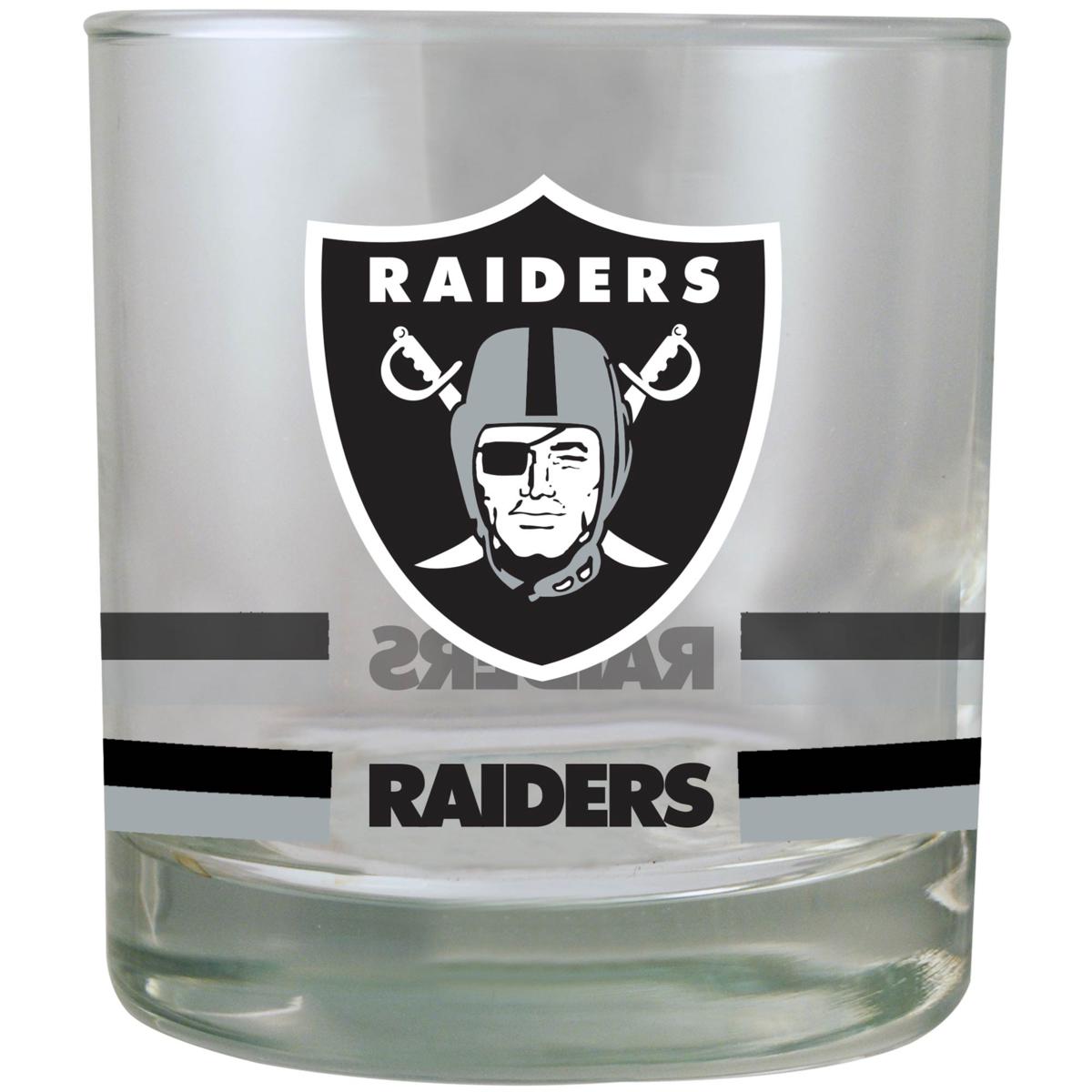 Officially Licensed NFL Las Vegas Raiders Banded Rocks Glass 10 Oz ...