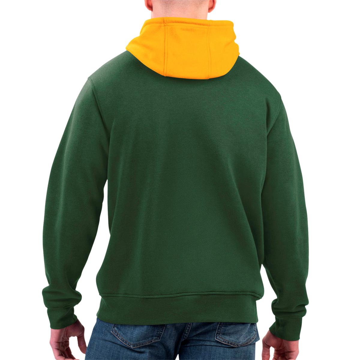 GREEN BAY PACKERS TAKE THE FIELD TRI-COLOR BLOCK HOODED FLEECE PULLOVER