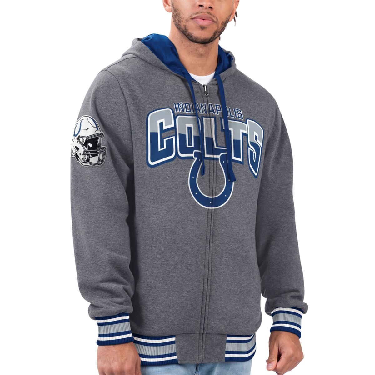 Buy the Mens Blue Gray NFL-Football Indianapolis Colts Pullover Hoodie Size  Large