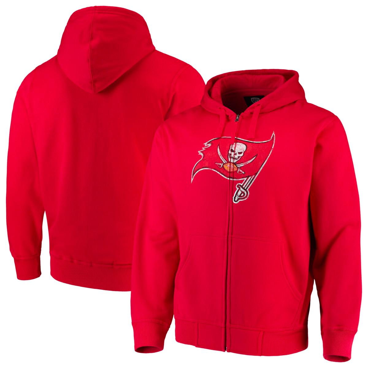 Tampa Bay Buccaneers Big & Tall Fleece Raglan Full-Zip Hoodie