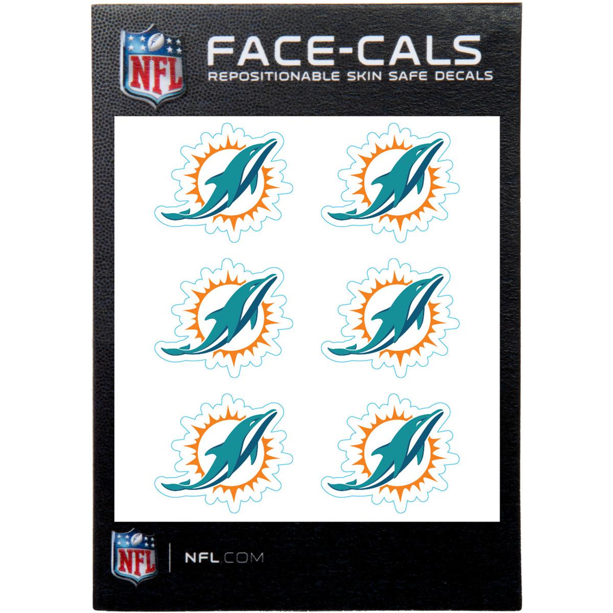 Officially Licensed NFL Miami Dolphins 6-Pack Face Decals