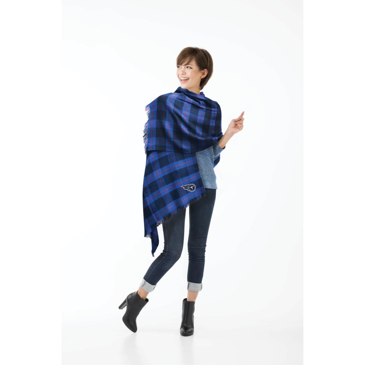 Officially Licensed NFL Plaid Blanket Scarf - Tennessee Titans