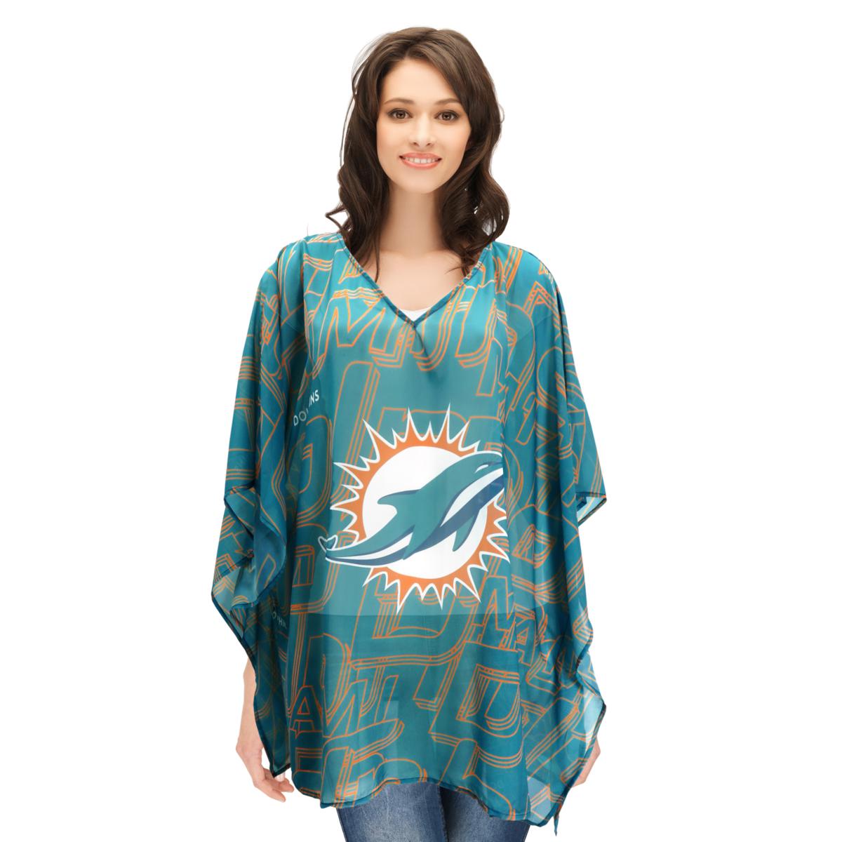 NFL Team Apparel Miami Dolphins Women's Caftan Top One Size