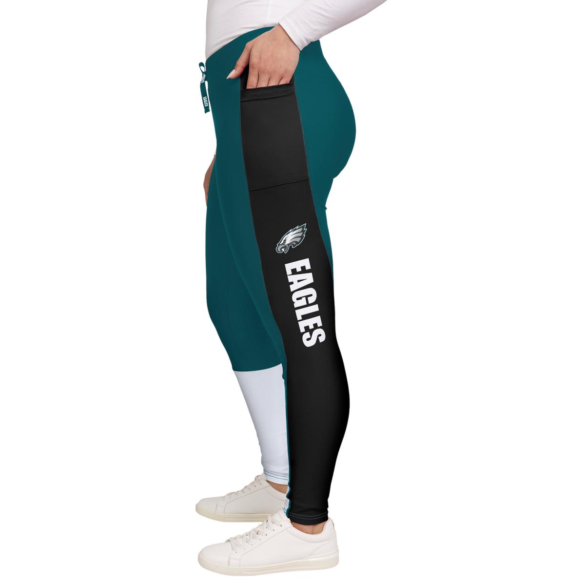Officially Licensed NFL WEAR Color Block Drawstring Leggings Eagles HSN