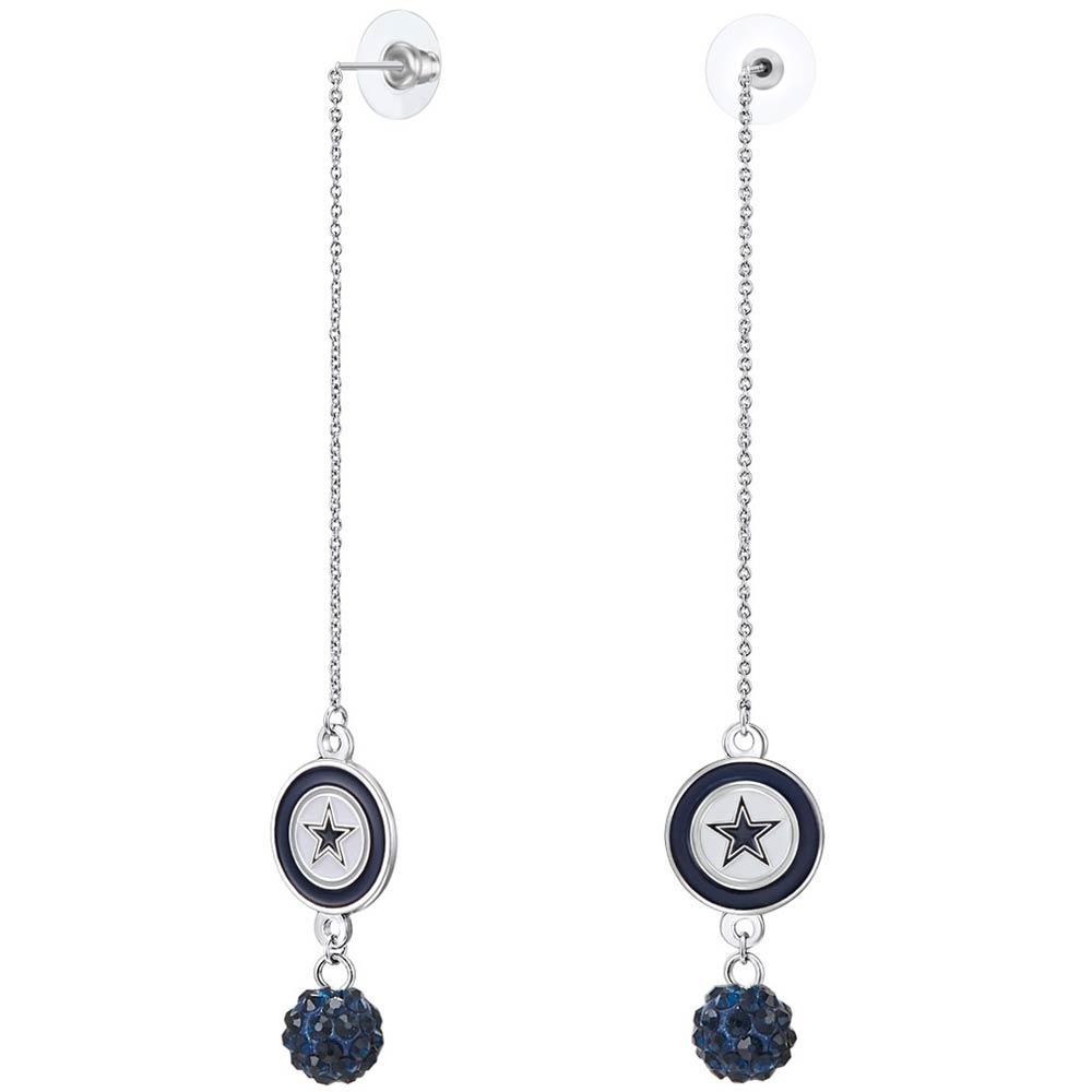 Officially Licensed NFL Women Chain Pierce Shambala Earrings - Cowboys