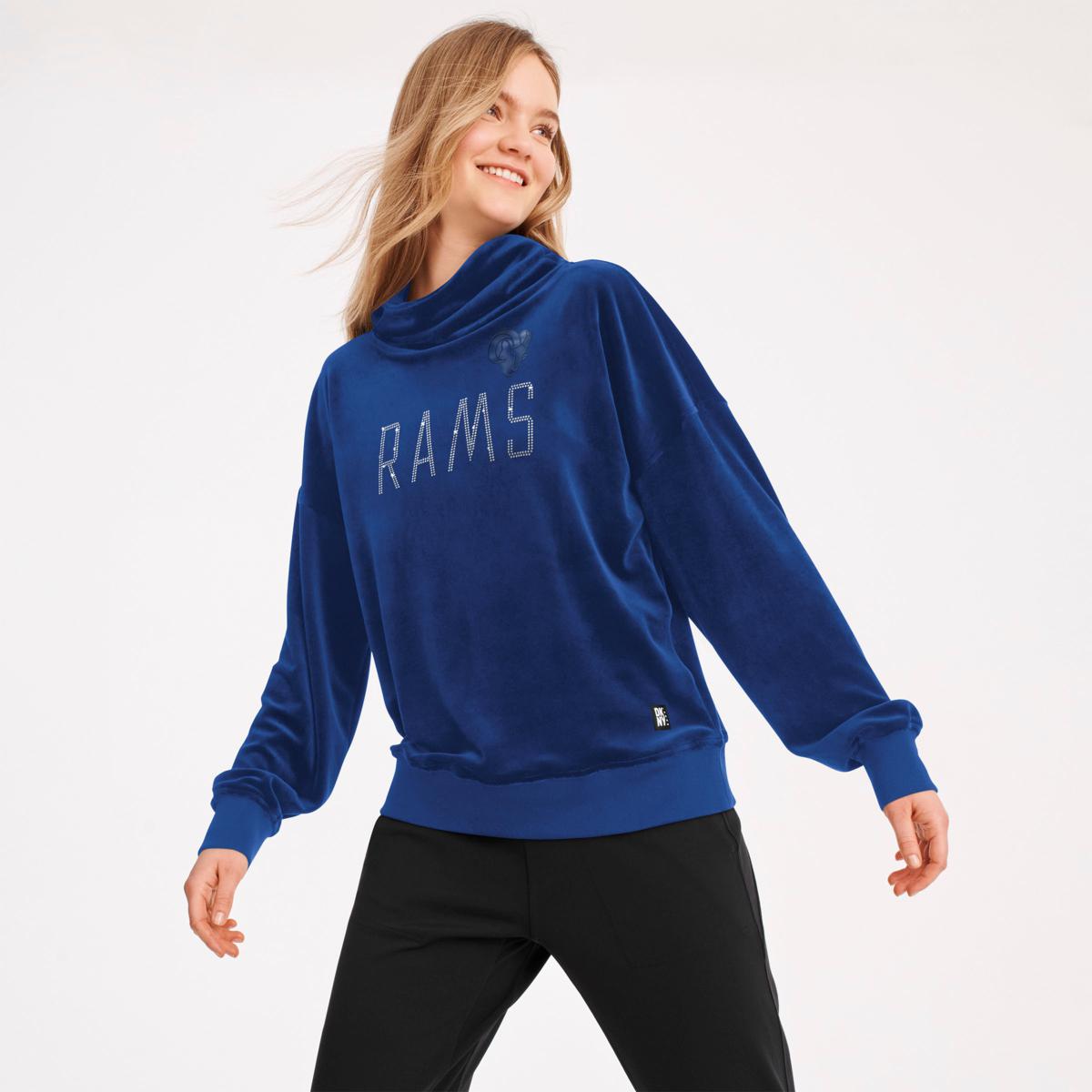 Football Fan Shop Officially Licensed NFL Women's A-Game Fleece Sweatshirt by Glll - Rams