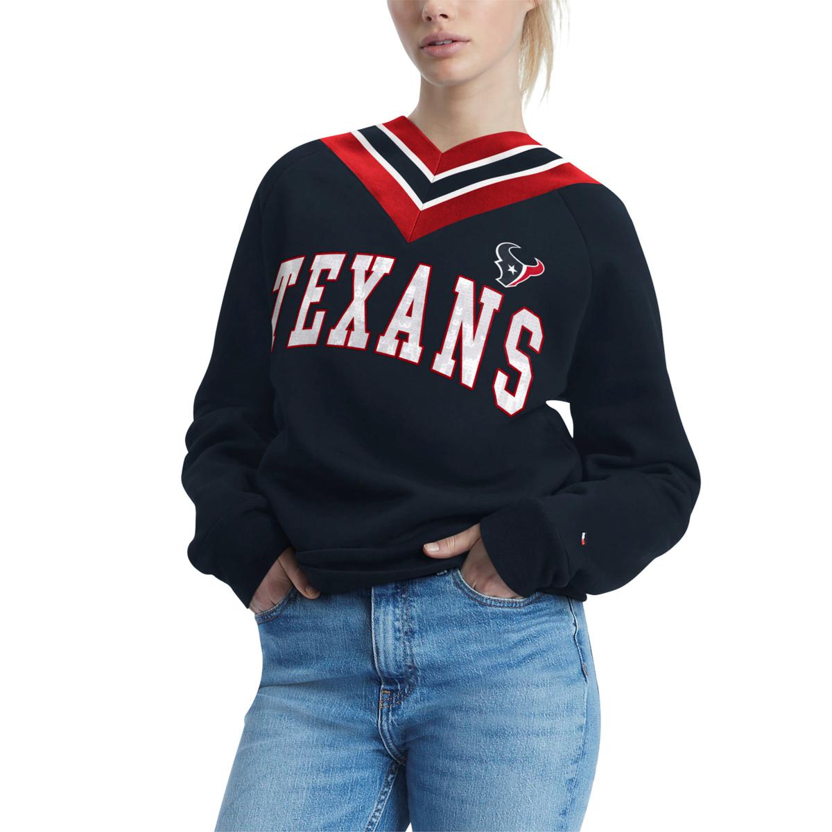 NFL Houston Texans Women's Primary Antique Long Sleeve Crew Fleece  Sweartshirt - S