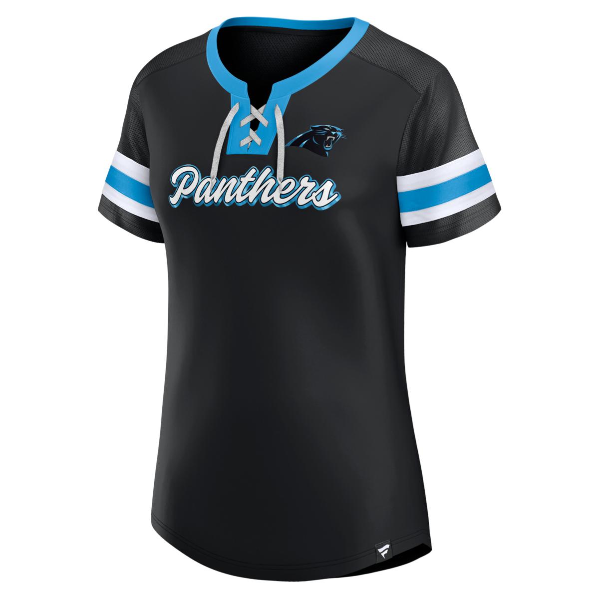 Fanatics Branded Black Carolina Panthers Spirit Jersey Lace-up V-neck Long  Sleeve T-shirt